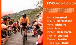 八名自行车手组成了Euskaltel Euskadi车队参加环自行车赛Espa？a