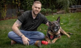 军犬训练师与炸弹嗅探伙伴在分开多年后重聚