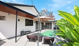 谭在他的花园里建了一个游泳池，以获得一丝宁静。摄影：The Star／Art Chen